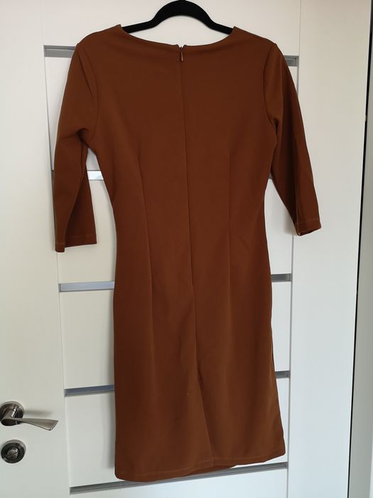 Sukienka drapowana brązowa