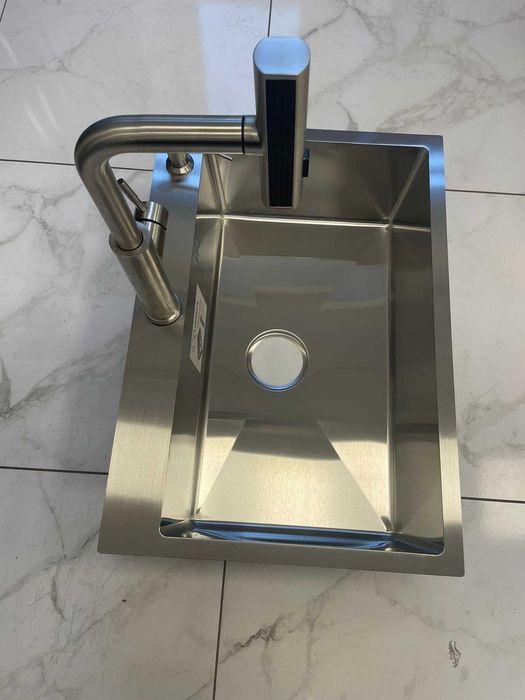 Кухонная мойка Luminex 6545 см и смеситель  с выдвижным изливом, Lidz