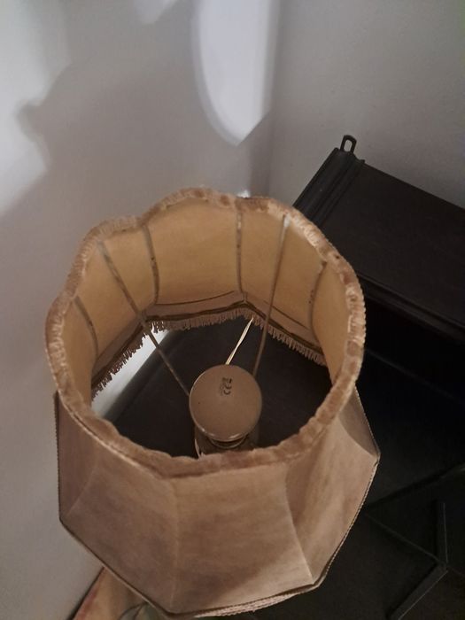 Unikatowa lamka nocna, antyk, mosiądz,  kryształ