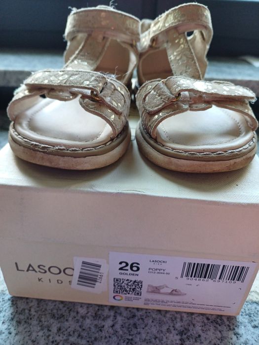 Sandałki Lasocki zlote j.nowe skóra 26r.