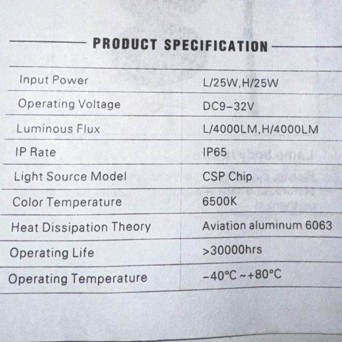 Комплект LED ламп HeadLight H7 6500К 4000lm