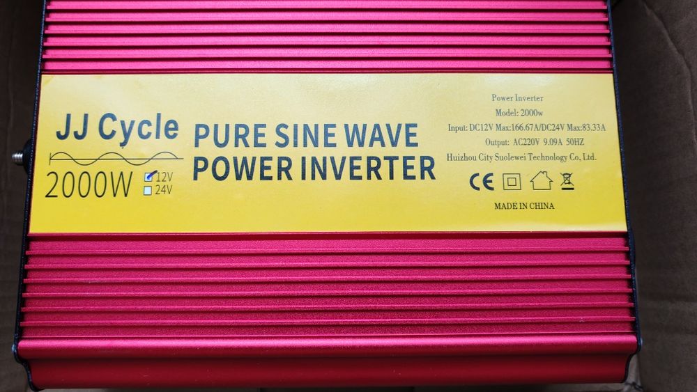 Инвертор 12-220V , 2000W чистый синус, для котла,холодильника .