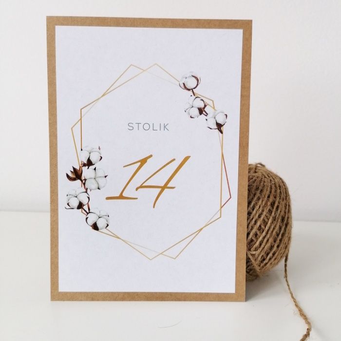 Numerki na stół weselny w stylu boho BAWEŁNA