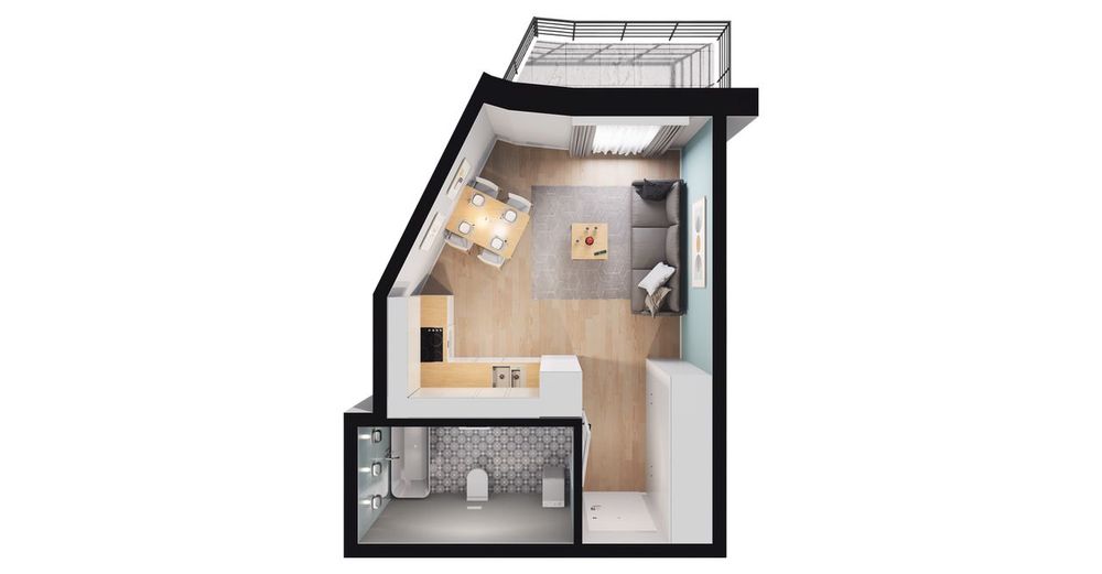 1-pokojowe mieszkanie 26m2 + balkon
