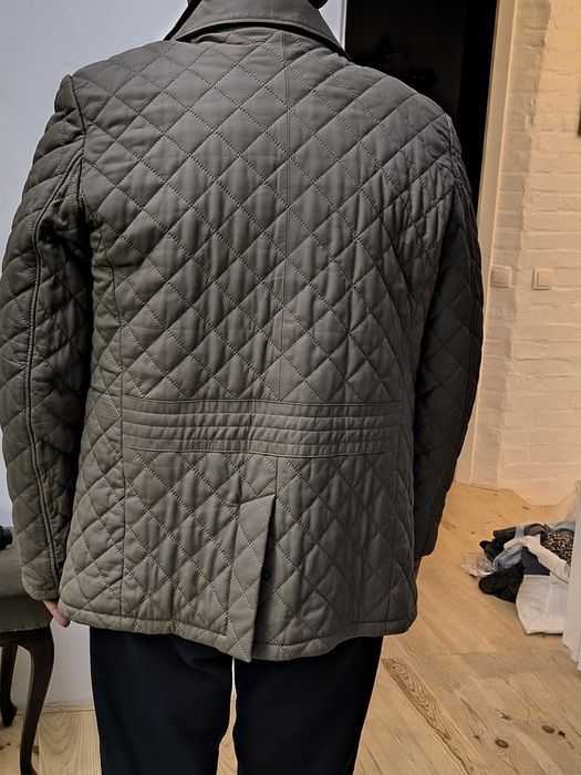 Мужская куртка -пиджак стёган7ная кожанная