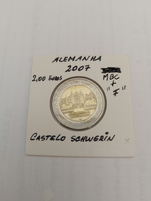 Moeda Alemã 2,00 Castelo Schwerin, letra "F"