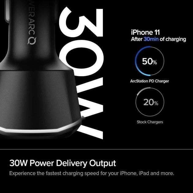 Автомобільна зарядка Spigen PowerArc PC1800 30W USB-C PD + USB-A QC 3.0
