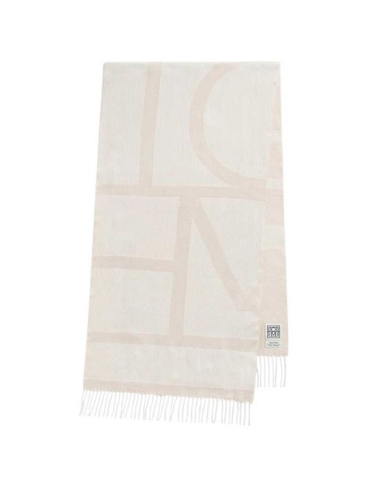 Шарф Toteme Monogram Jacquard Wool Scarf Bone