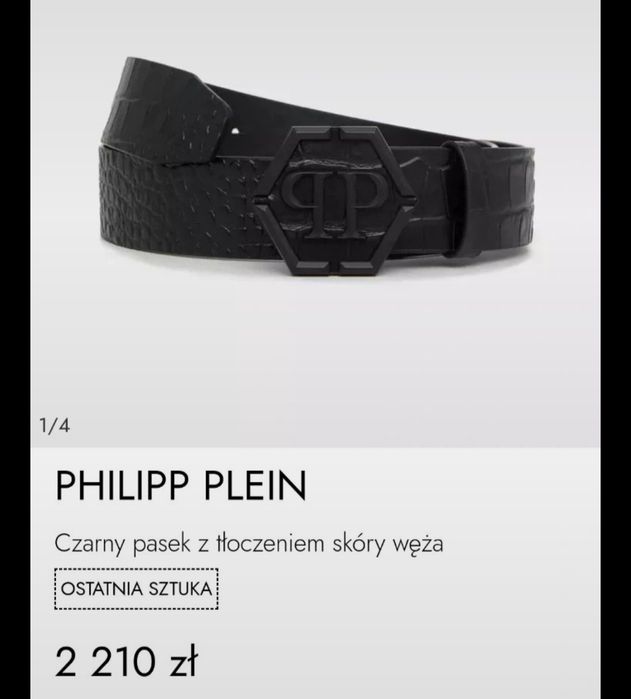Pasek Philipp Plein model MVA0904 PLE010N 02 dl 120 cm