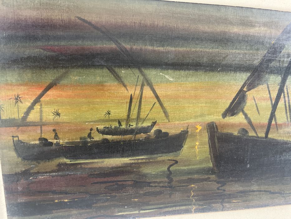Quadro Barcos ao Anoitecer