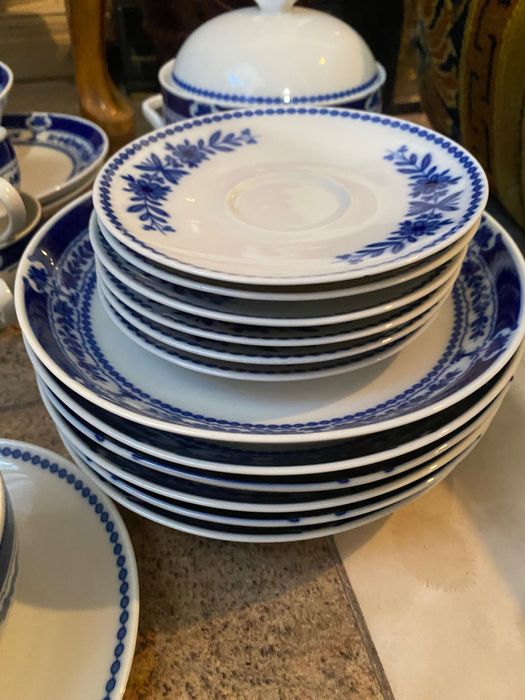 Роскошный столово-чайный сервиз Schumann Arzberg «Frederico», кобальт