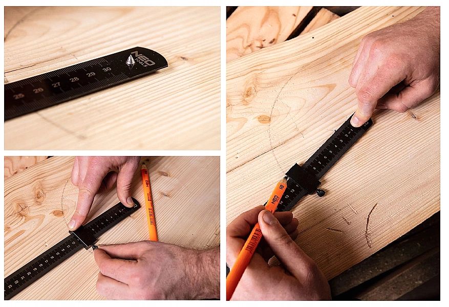 Linijka, Liniał, Maiara Ogranicznik Regulowany Stalowy Rysik Traserski