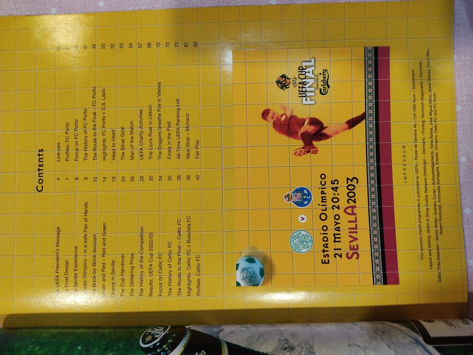 Programa de jogo FC Porto Celtic final taça UEFA 2003