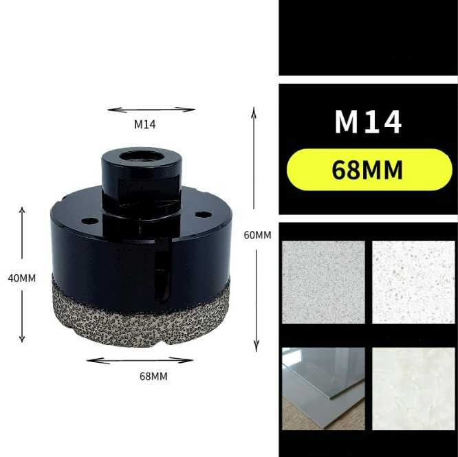 Wiertło Diamentowe 68MM Koronka Otwornica M14 Do Gresu Glazury Trwałe