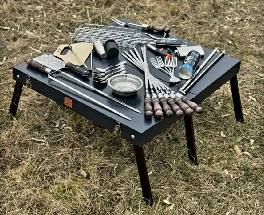 Набір шампурів + стол-кейс  подарунковий   Gorilla BBQ 32 предмета дл