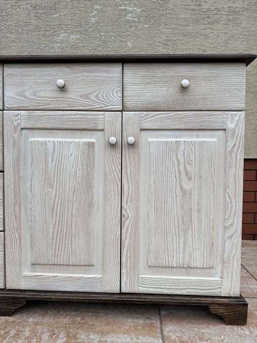 szafka drewniana komoda długa stylowa biała szafa witryna kredens stół