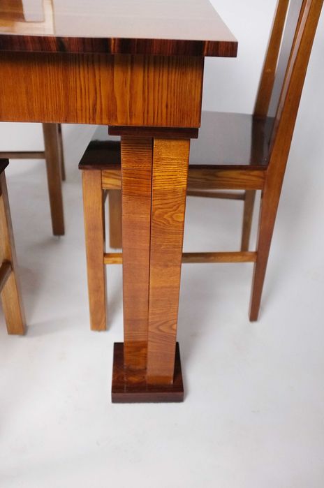 POLSKI MODERNIZM lat 20stych, stół z krzesłami, art deco, palisander