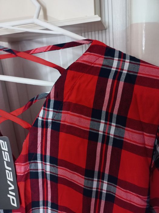 Długa koszula w kratę, tunika