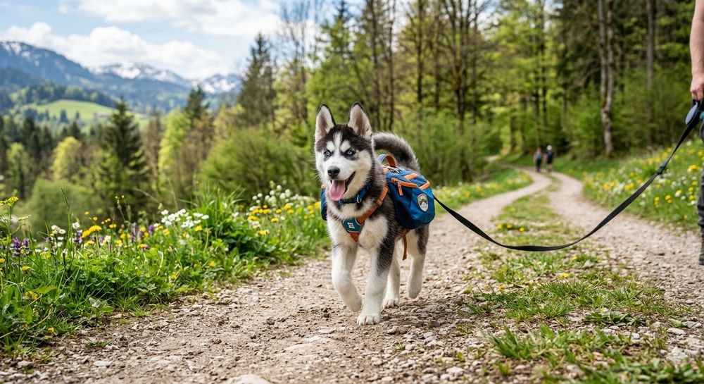 Дівчина  та хлопчик хаскі