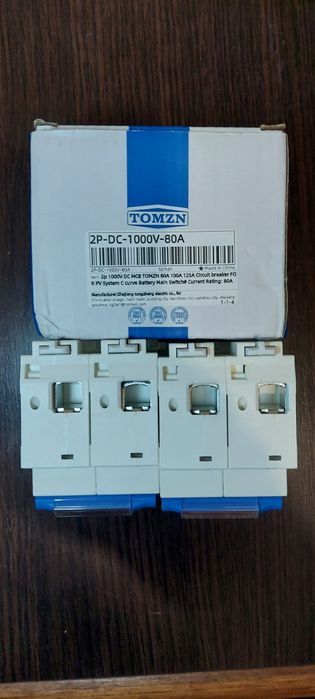 Автоматичний вимикач TOMZN 2P 1000V DC 80A 100A