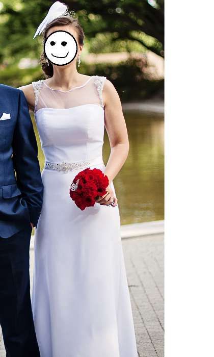 piękna koronkowa suknia ślubna gala georgia + bolerko + fascynator!!