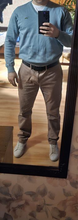 Bluza sweter Lacoste z wcięciem rozmiar L błękitny niebieski