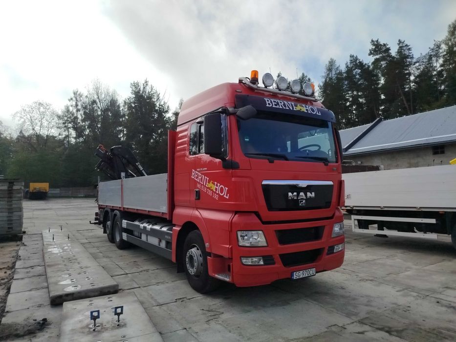 Transport niskopodwoziowy z hds HDS kontenery laweta wynajem platforma