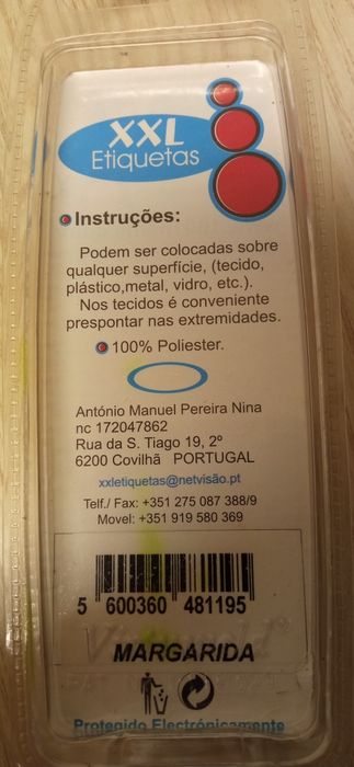 Autocolantes em tecido para identificar roupa