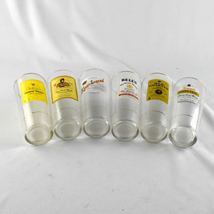 Conjunto de 6 copos de Vidro com publicidade a whisky