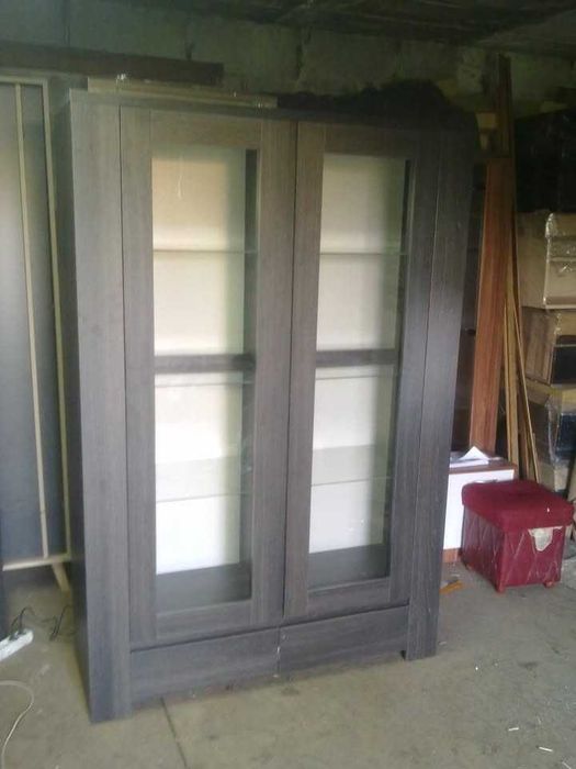 Witryna z oświetleniem 120x181x42 (dąb grafit) Nowa