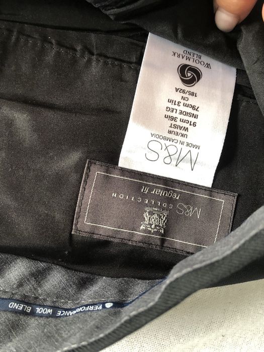 Czarne welniane spodnie eleganckie meskie m&s w bdb stanie styl vintag