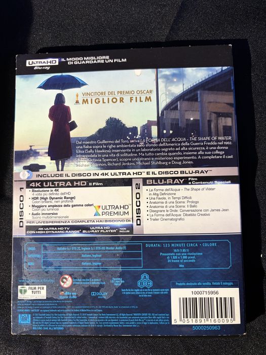The shape of water 4K e Blu ray