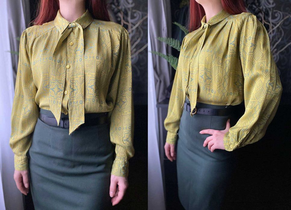 Оригинальная винтажная шёлковая блуза, рубашка Сорочка жіноча шовкова