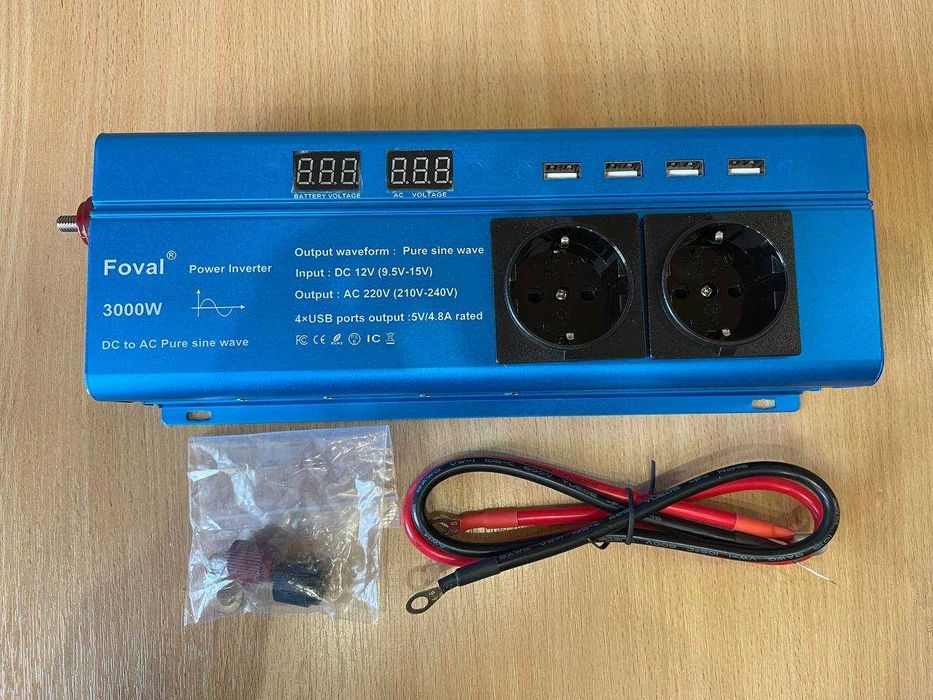 Инвертор FOVAL 12-220 3000w, чистый синус, для двухконтурного котла