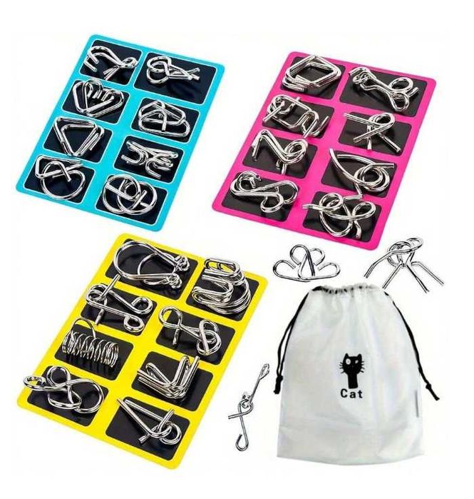 Quebra-Cabeça de Metal 8 Peças – Desafio de Raciocínio e QI