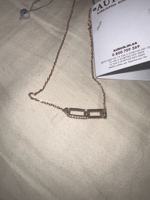 Золоте кольє Aurum , вставки з цирконію, нове!