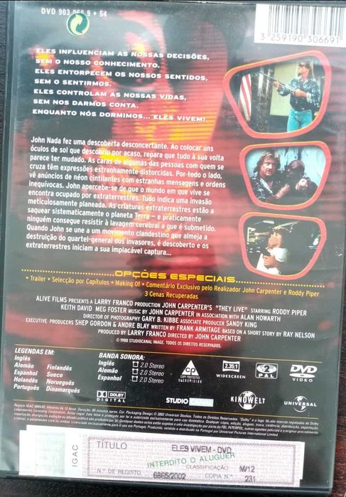DVD "Eles vivem", de John Carpenter. Raro.