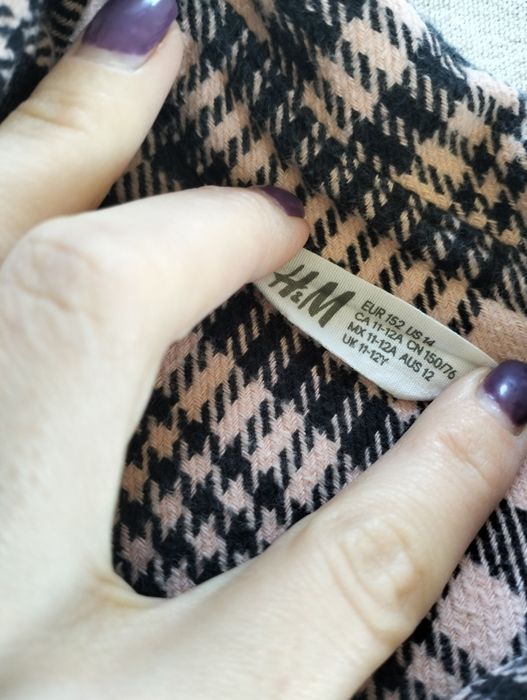 Koszula katana gruba dziewczęca krata 152 h&m