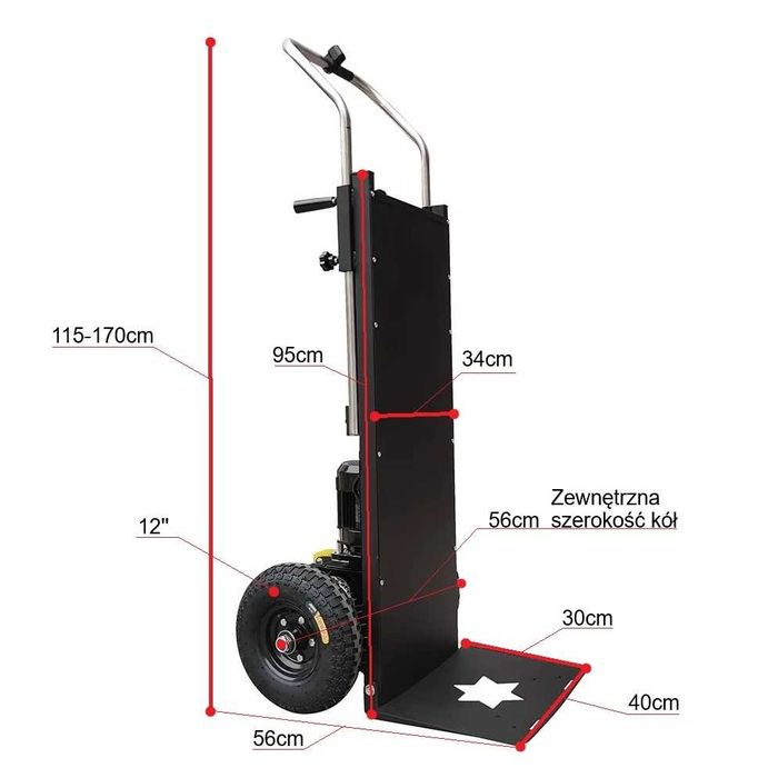 Schodołaz elektryczny 400kg wózek transportowy na schody krokowy