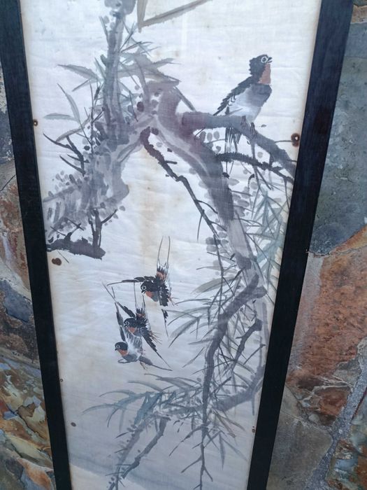 Pintura Chinesa antiga em tecido 1,45 mt