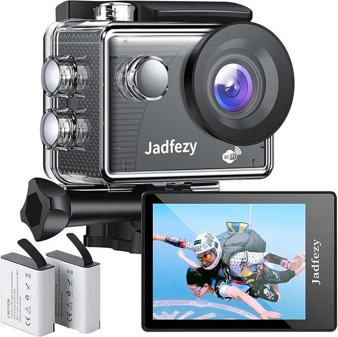 Jadfezy WiFi Action Cam HD 1080P 12MP wodoodporna zestaw akcesoriów
