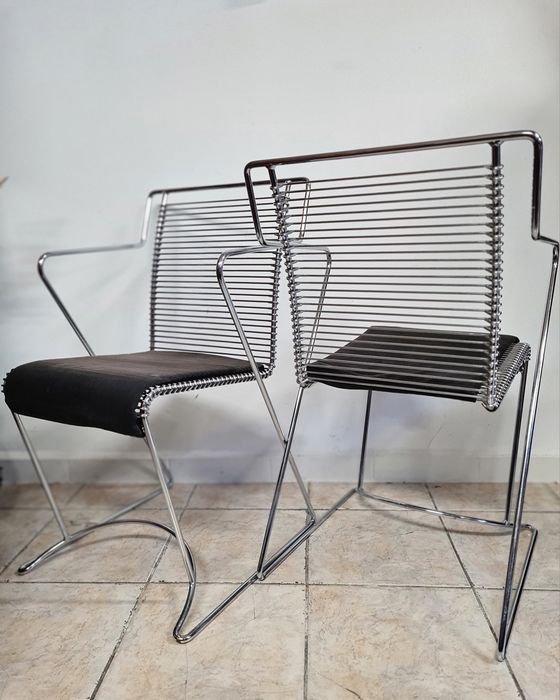 Krzesła stalowe, chromowane  proj. Meyer Metalstuhl  lata 90 Bauhaus