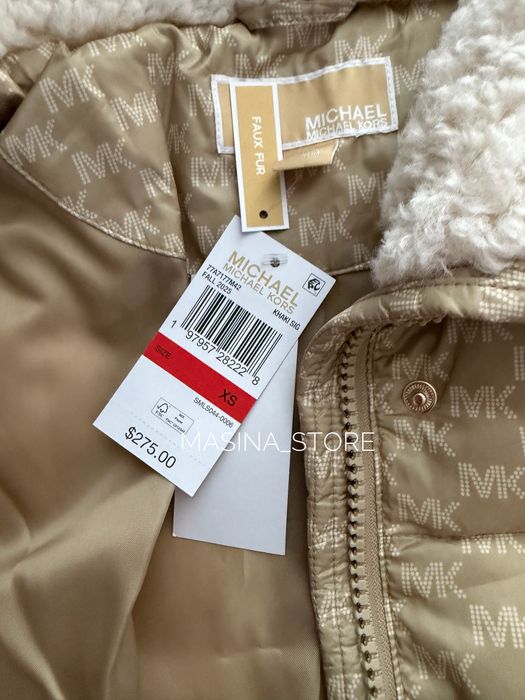 Нова жіноча куртка Michael Kors XS пуховик пуффер тепла бежева хакі оригінал осінь зима лого