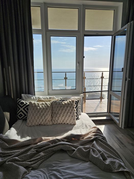 Аркадия Посуточно Каманина евро2х ком Море прямой вид Терраса подобово