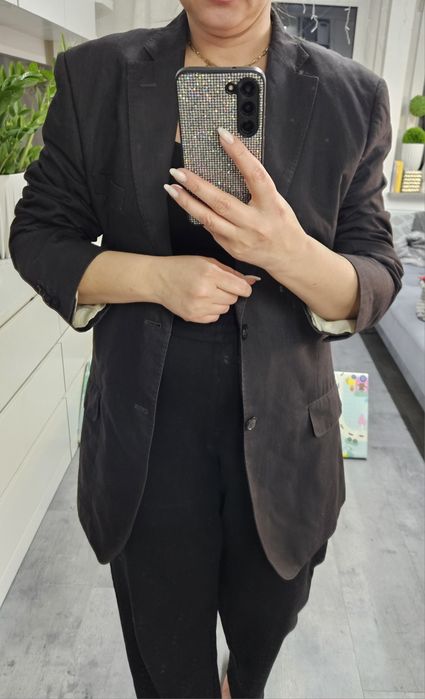 Szara grafitowa marynarka puere L-Xxl wiskoza męska oversize jacket bl