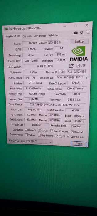 Karta graficzna EVGA Nvidia GTX 980 Ti