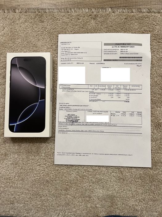 iPhone 16 Pro Max 256 Gb Tytan Czarny NOWY