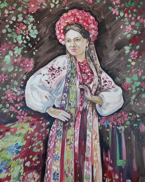 Картина в украинском стиле. Украинка девушка в вышиванке