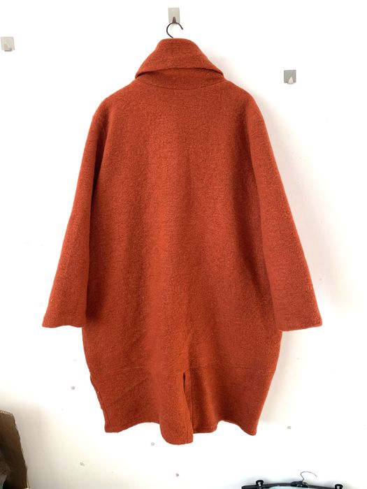 Rudy wełniany płaszcz oversize Styled in Italy kieszenie wool grzybek