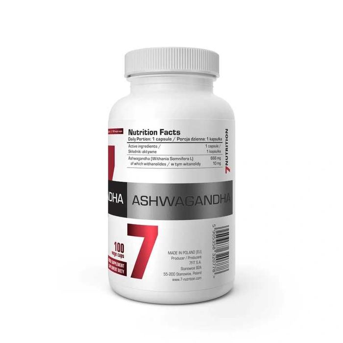 7Nutrition Ashwagandha 100kaps 666mg, Mniejszy stres lepszy sen